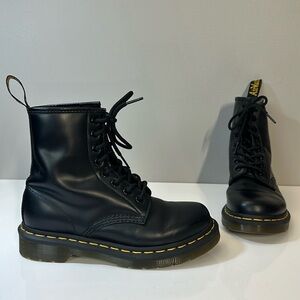 Dr. Martens Smooth 1460 W Black Leather Lace Up Boots Size 5 Punk Grunge